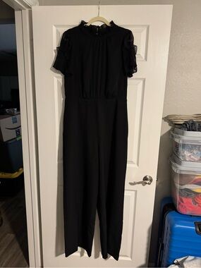 Vince Camuto Black Ruffled-Sleeve Jumpsuit